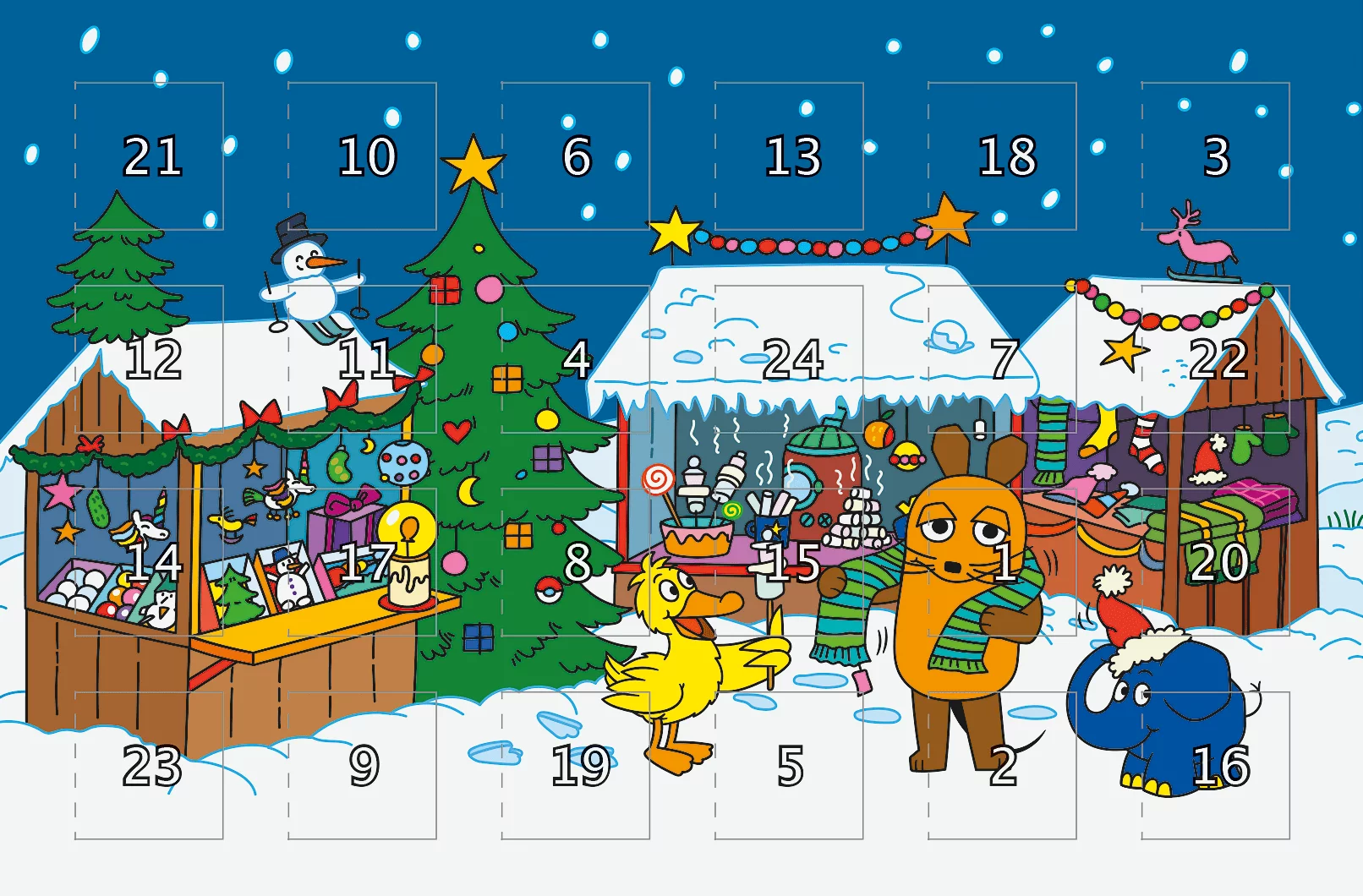 Adventskalenderkarte mit der Maus