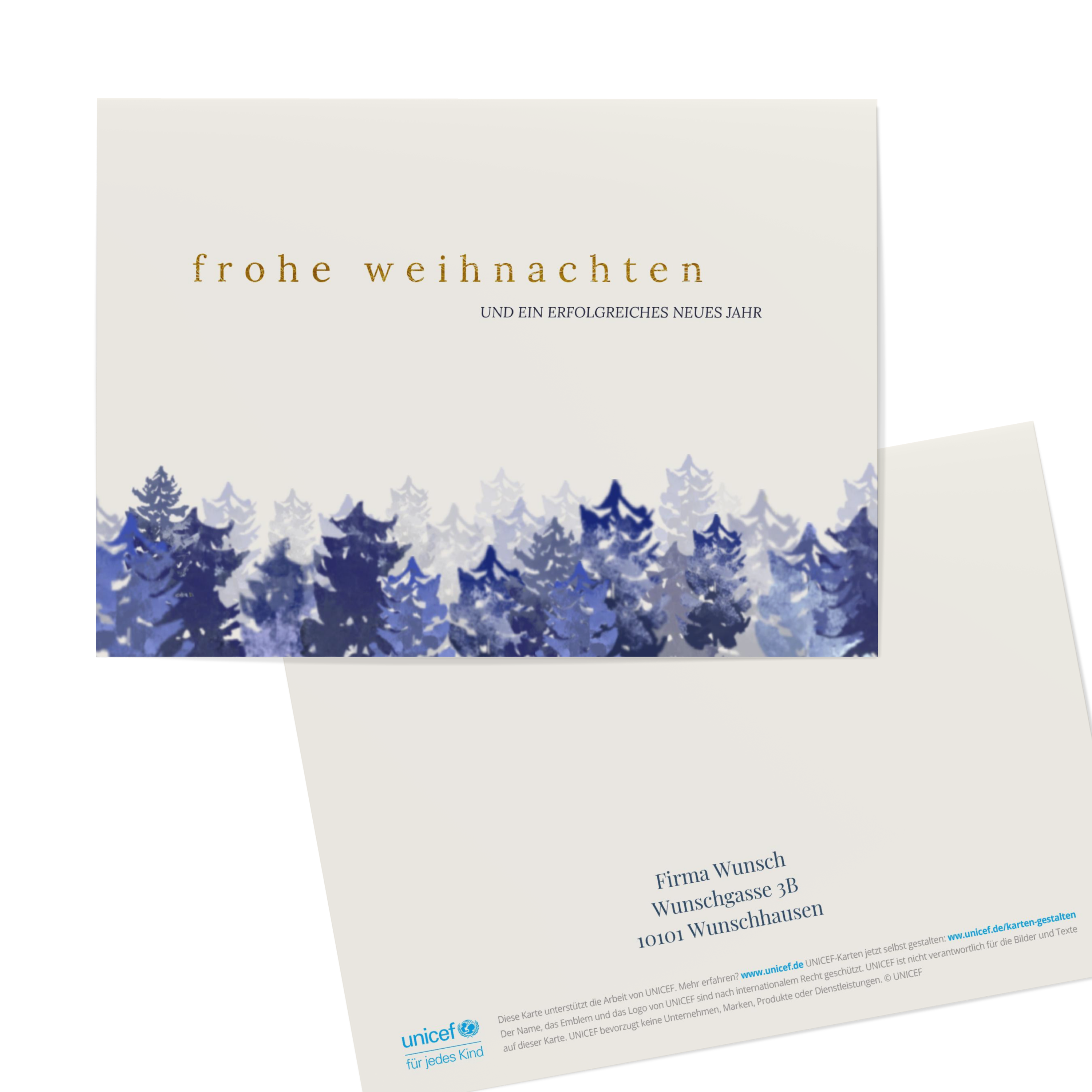 Weihnachtskarte 'Thinking Of You' – Mit Goldfolie, Blumen & Schneeflocken, 20,3 X 13,4 Cm – Nachhaltig Aus UK