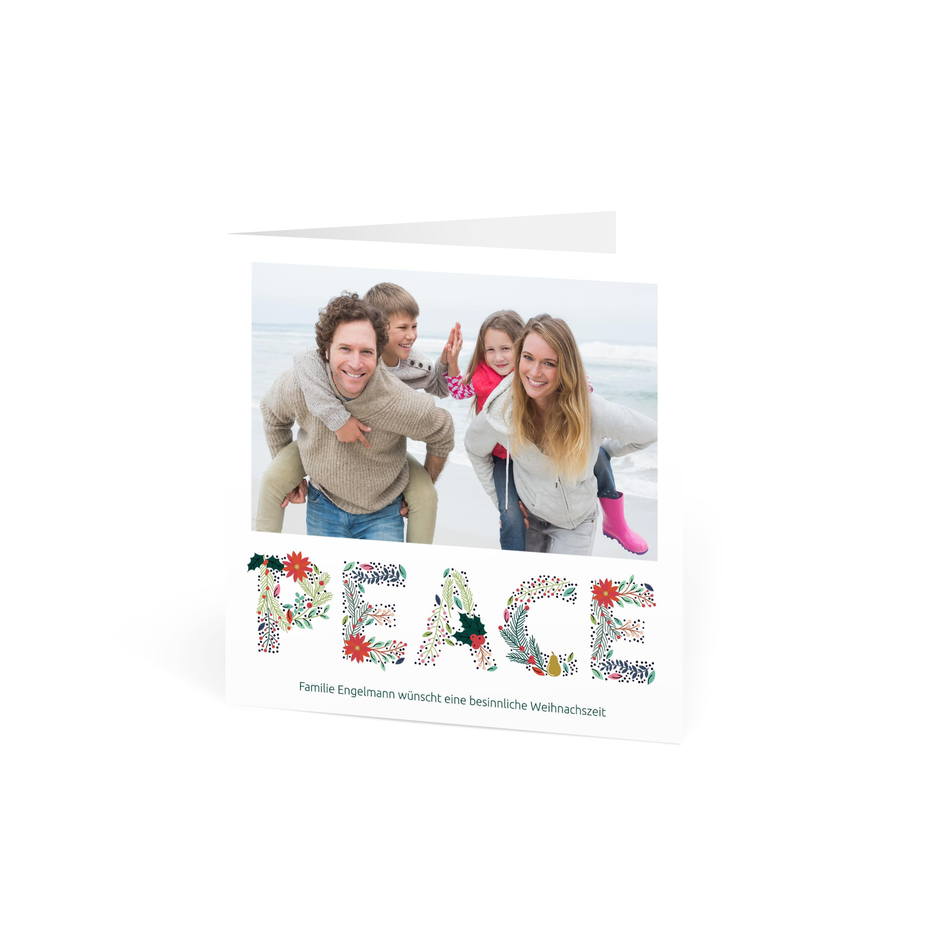 Grußkarte „Peace Weihnachtsbotschaft“ selbst gestalten im UNICEF Grußkartenshop. Bild 1