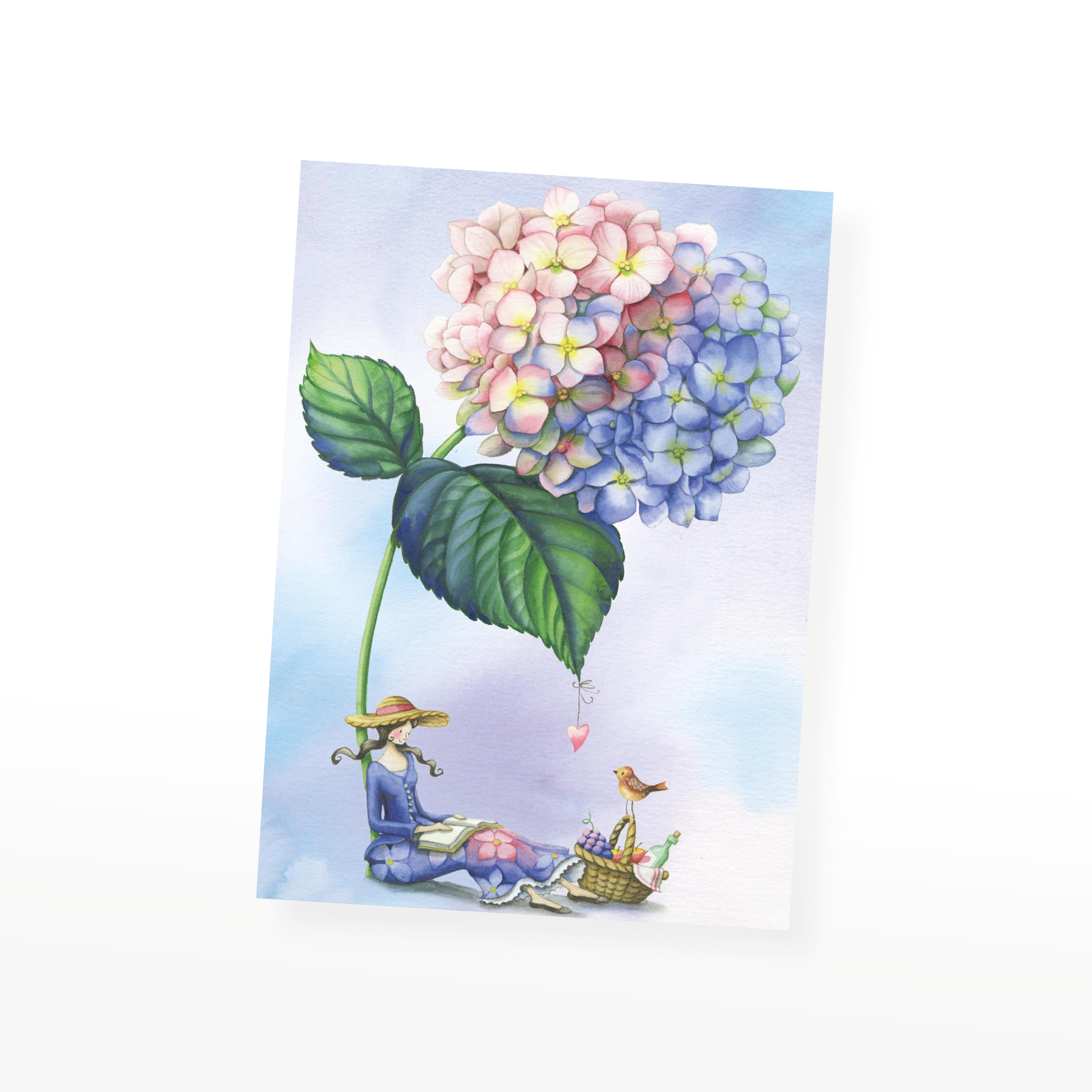 Grußkarte „Blumenkarte Hortensie“ selbst gestalten im UNICEF Grußkartenshop. Bild 1