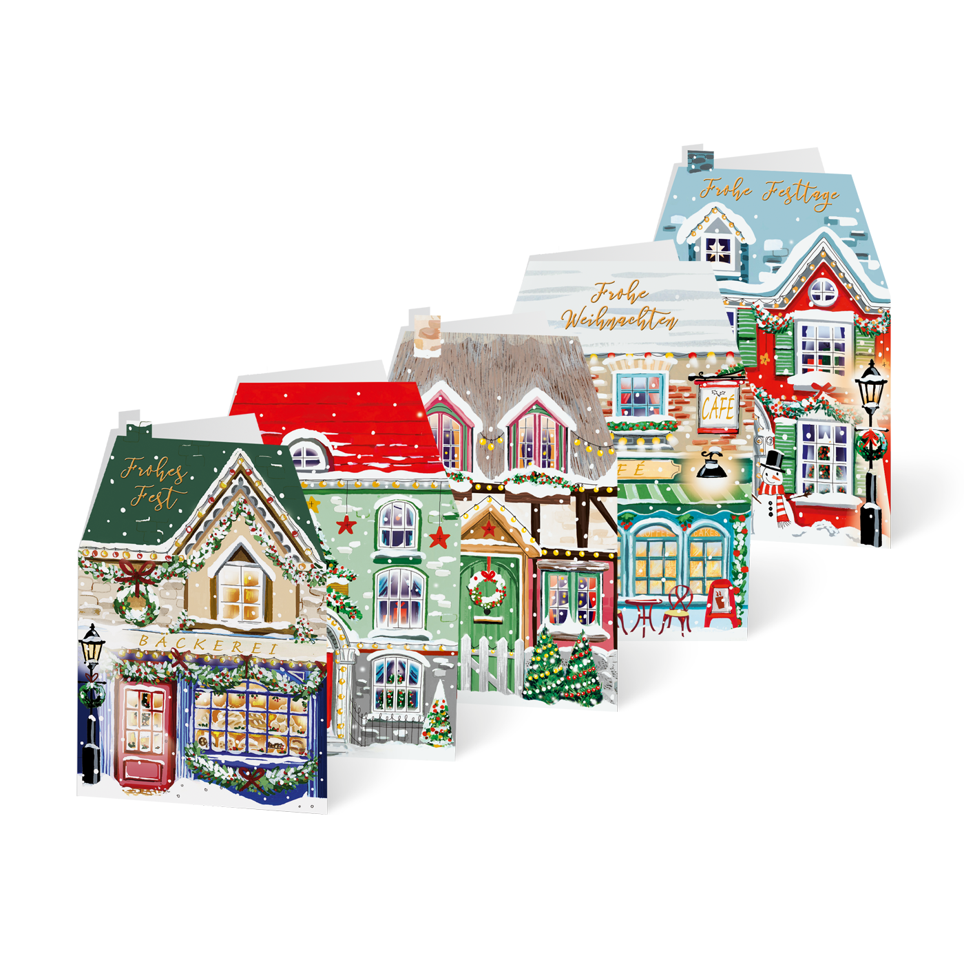Weihnachtskarte „Weihnachtliche Häuser“ kaufen im UNICEF Grußkartenshop. Bild 6