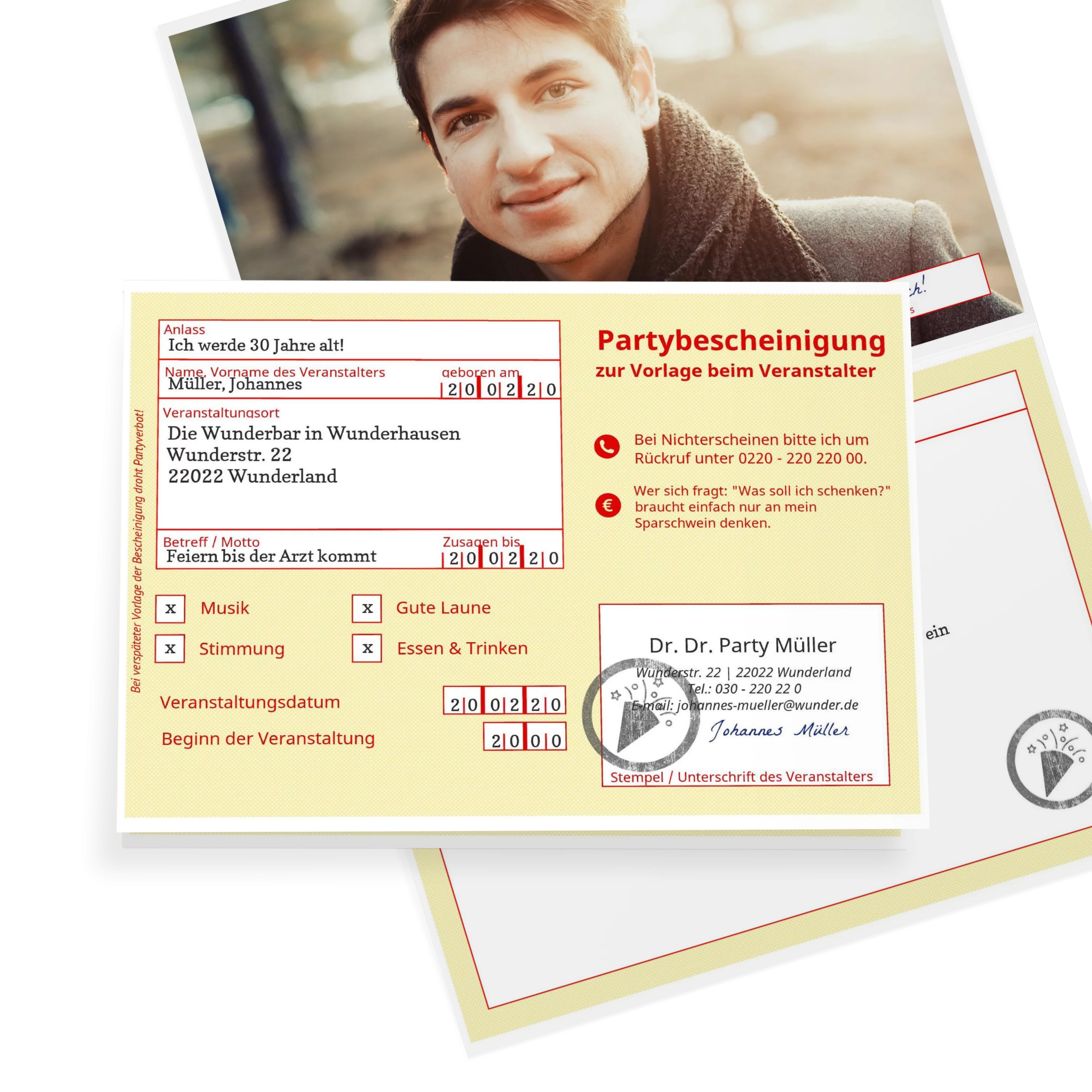 Partybescheinigung