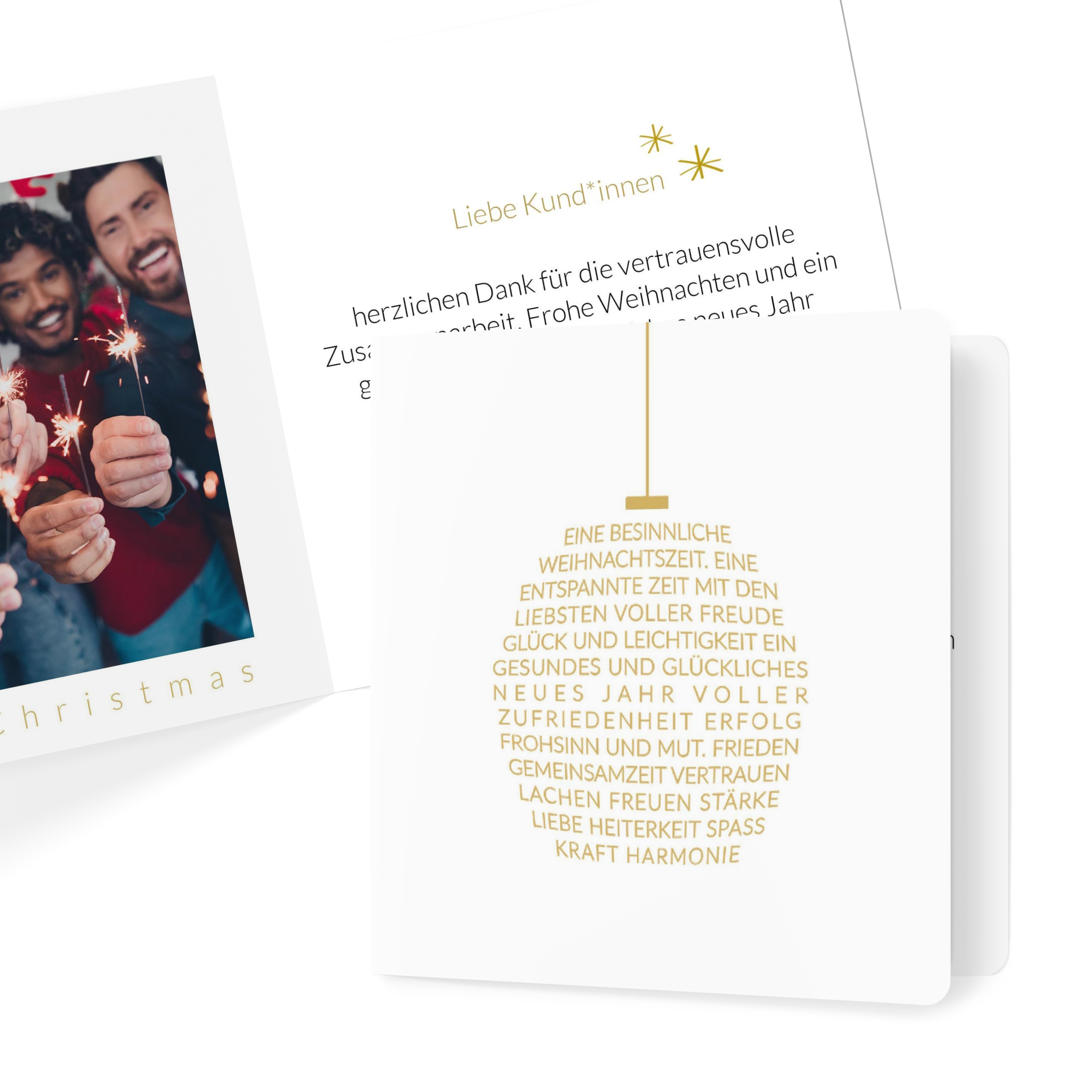 Weihnachtskarte Für Neffen Und Partner – Romantisches Winterwald-Design, Goldfolie, Umweltfreundlich