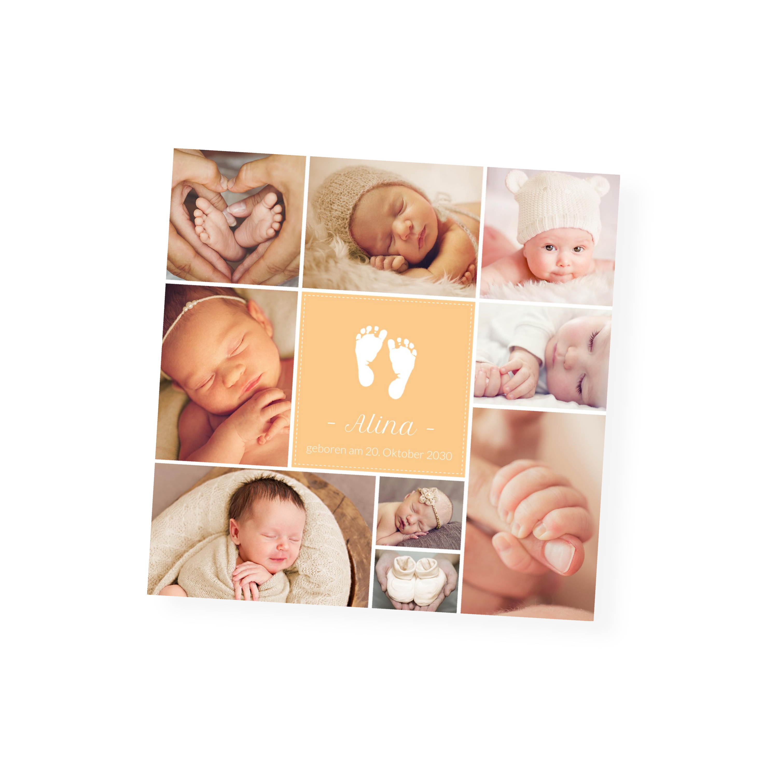 Grußkarte „Baby Füßchen“ selbst gestalten im UNICEF Grußkartenshop. Bild 1