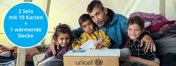 Mit dem Kauf jeder UNICEF-Karte unterstützen Sie die Winterhilfe für Kinder in Not.