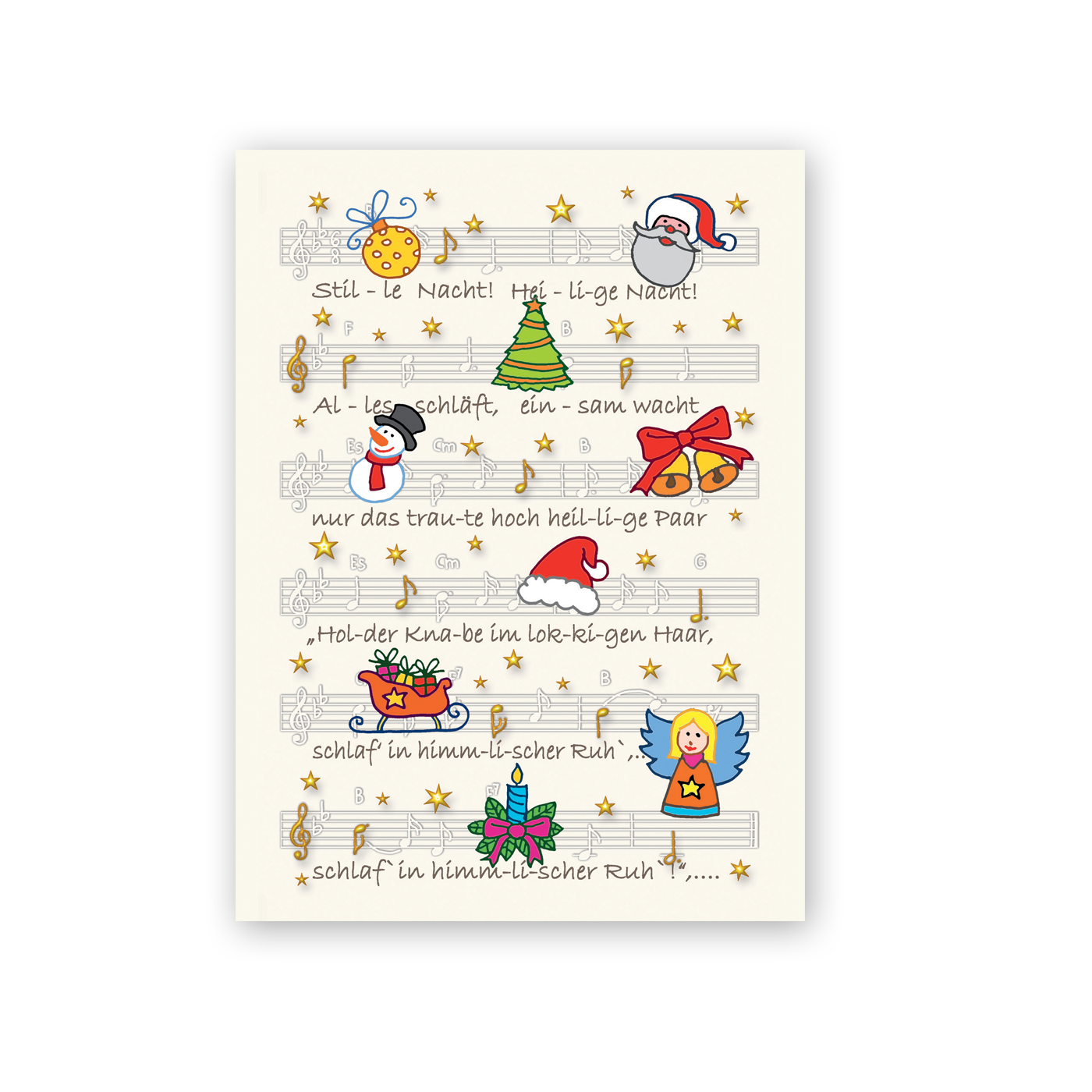 Weihnachtskarte „Bunte Notenpostkarten“ kaufen im UNICEF Grußkartenshop. Bild 1