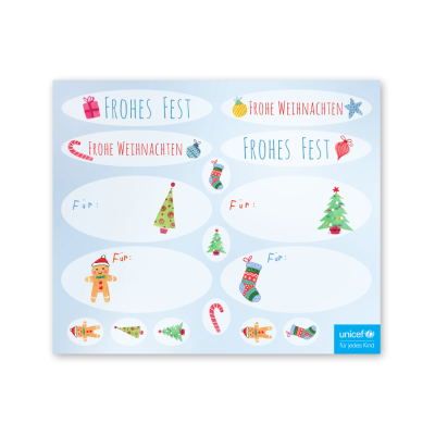 Grußkarte „Weihnachtliche Aufkleber“ kaufen im UNICEF Grußkartenshop. Bild 1