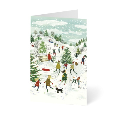 Weihnachtskarte „Schneespiele“ kaufen im UNICEF Grußkartenshop. Bild 1