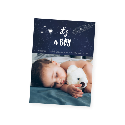 Grußkarte „Baby Sterne“ selbst gestalten im UNICEF Grußkartenshop. Bild 1