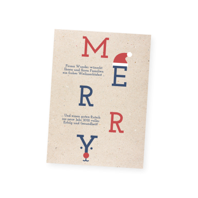 Grußkarte „Merry Schrift“ selbst gestalten im UNICEF Grußkartenshop. Bild 1
