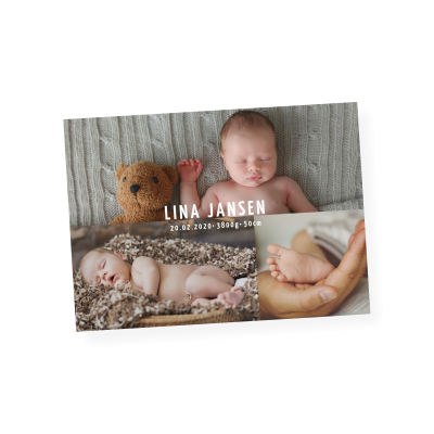 Grußkarte „Baby Drei Bilder“ selbst gestalten im UNICEF Grußkartenshop. Bild 1