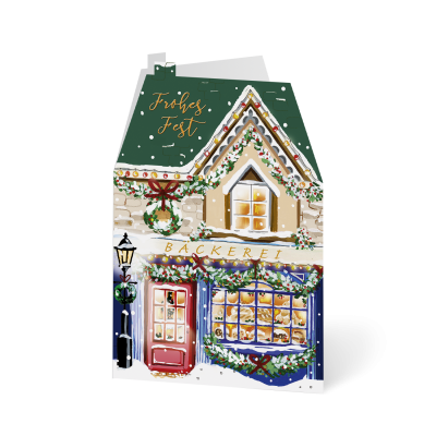 Weihnachtskarte „Weihnachtliche Häuser“ kaufen im UNICEF Grußkartenshop. Bild 1